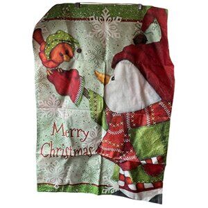 Christmas Snowman & Bird Decorative Flag With "Merry Christmas" Text READ